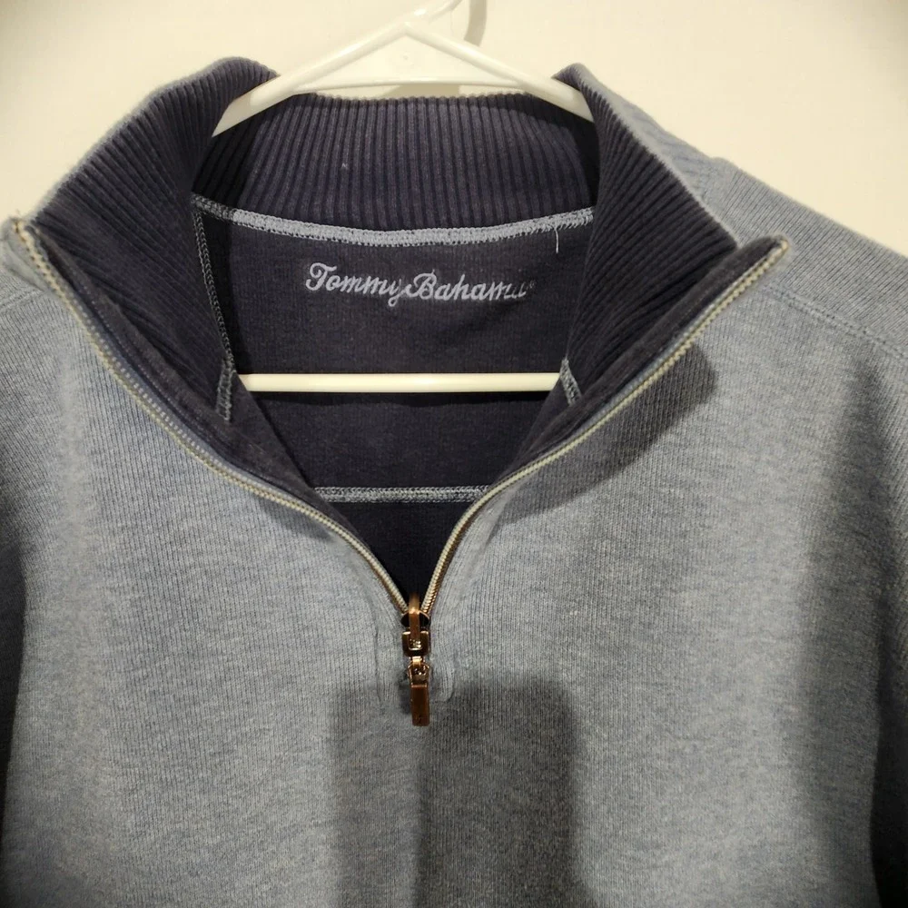 Tommy Bahama Men's 1/4 Zip Casual Knit Sweater Pullover Blue Size L - Picture 2 of 7